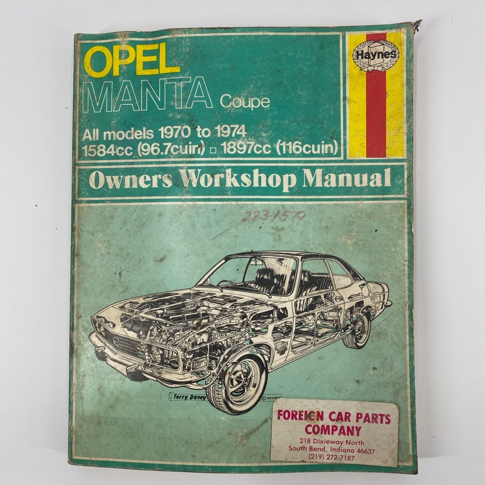VINTAGE Haynes Opel Manta Coupe Owners Workshop Manual 1970-1974 Service Book
